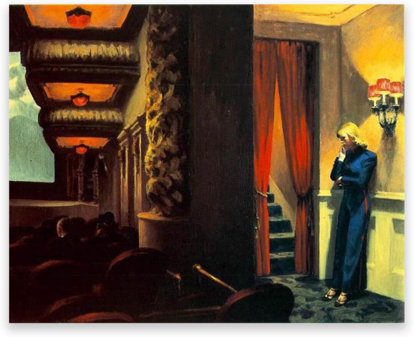 Edward Hopper.New York Movie Canvas Art Paintings. Modern Canvas Poster Wall Art Picture. Living Room Home Decoration 60x84cm(23.7x33.1in) Frameless Unframed