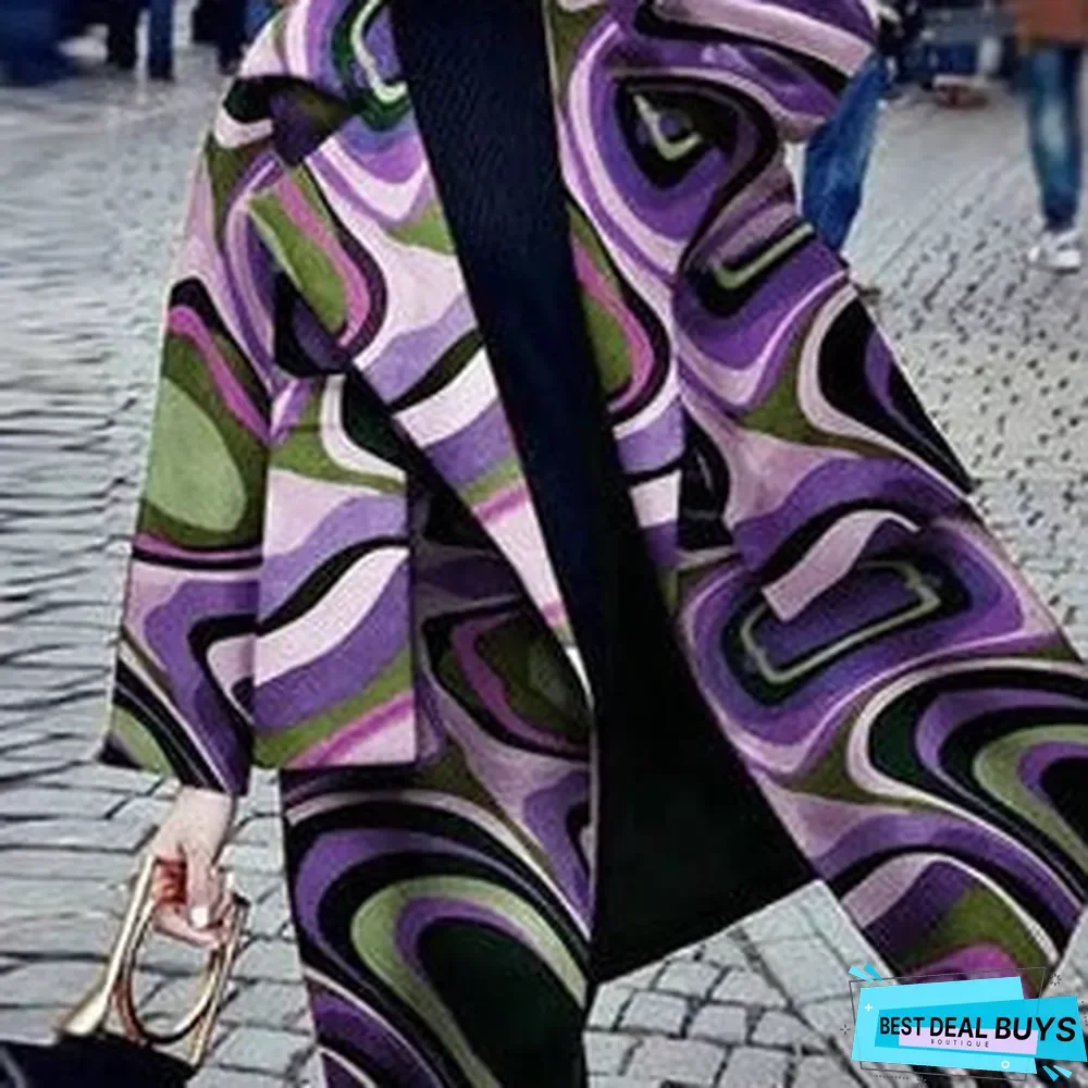 Autumn and Winter Women's Casual Long Pure Color Warm Wool Coat Windbreaker