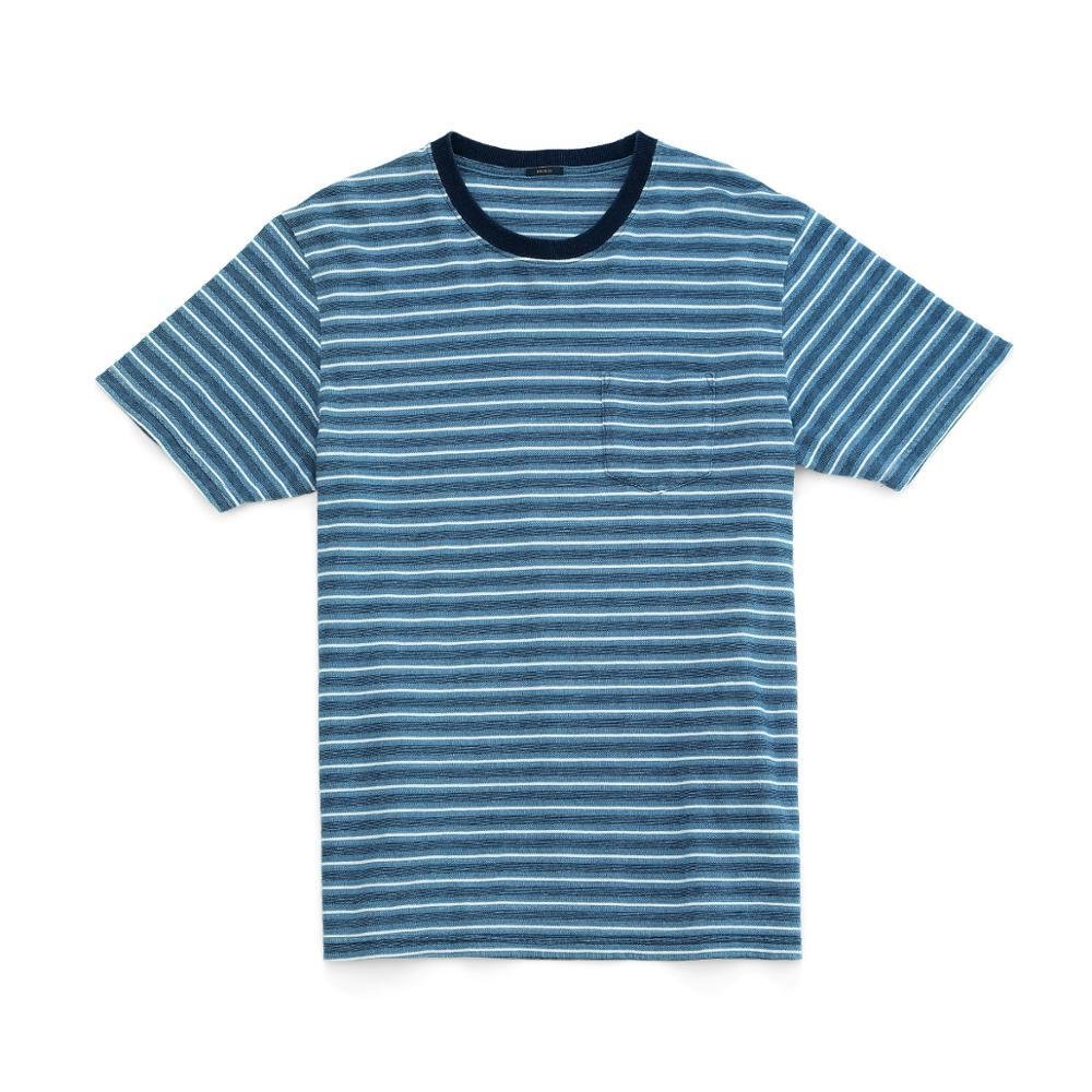 SIMWOOD 2021 summer new indigo washed striped t-shirt men fashion fashion 100% cotton tops tshirt plus size tees SJ130695