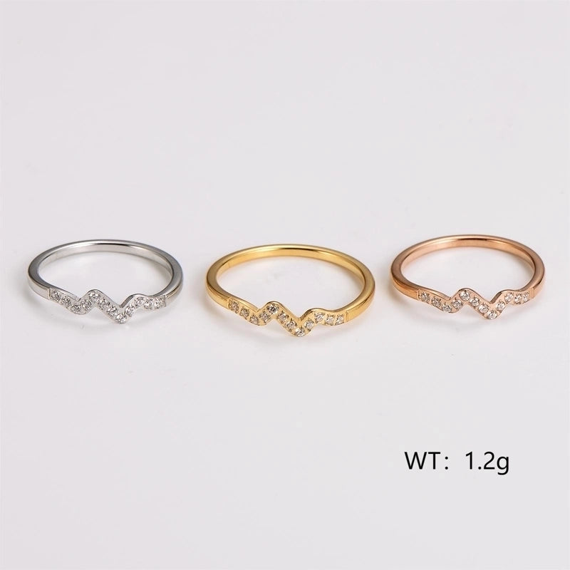 Casual Minimalist Classic Style Waves 304 Stainless Steel 18K Gold Plated Rose Gold Plated Rings