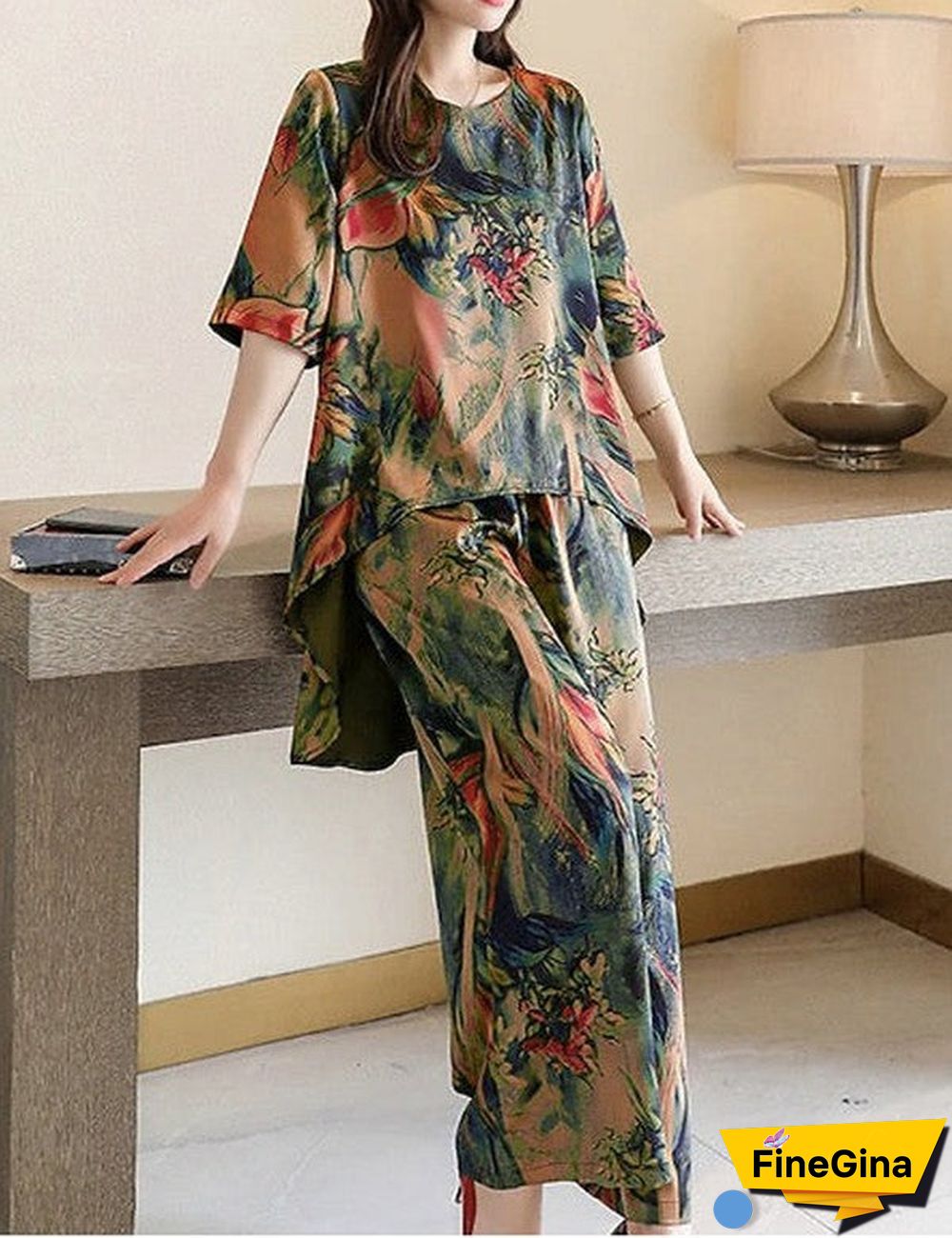 Gorgeous Half Sleeve Two Piece Set