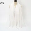 Pleated Linen Cotton Scarf Woolen Edge Women Hijab Shawl