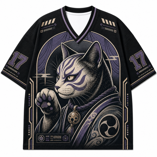 Moon Kabuto Cat Mesh Jersey
