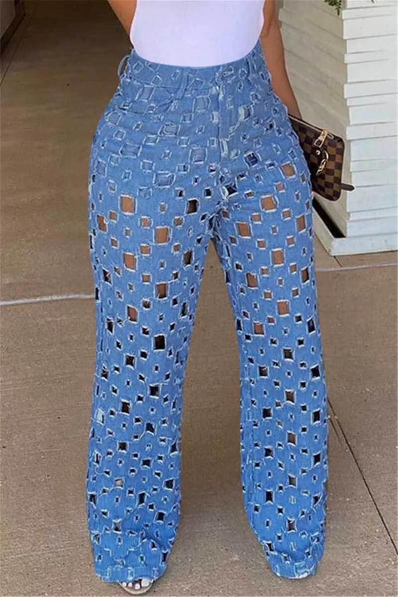 Fashion High Waist Cutout Wide-leg Pants