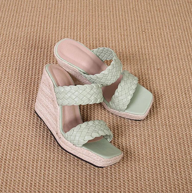 MOROCCAN BRAIDED WEDGES SLIPPERS SANDALS