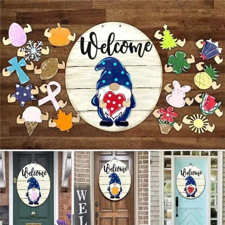 Duskweling Cute 3D Seasonal Interchangeable Gnome Door Hanger