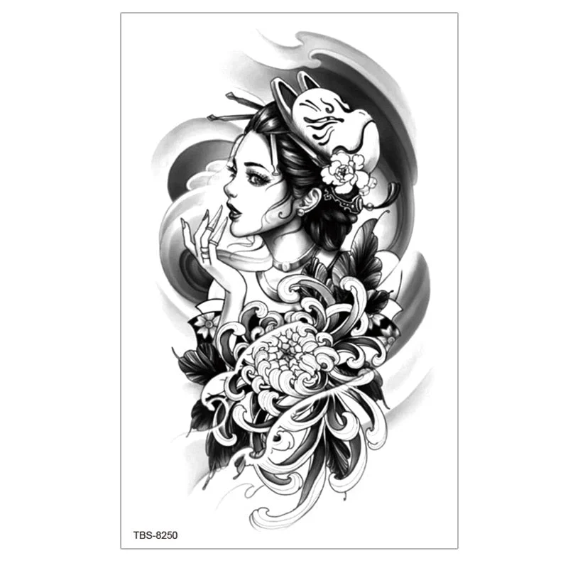 Waterproof Temporary Tattoo Sticker Lion Wolf Tiger Forest Tattoos Girl Mermaid Body Art Arm Fake Sleeve Tatoo Women Men