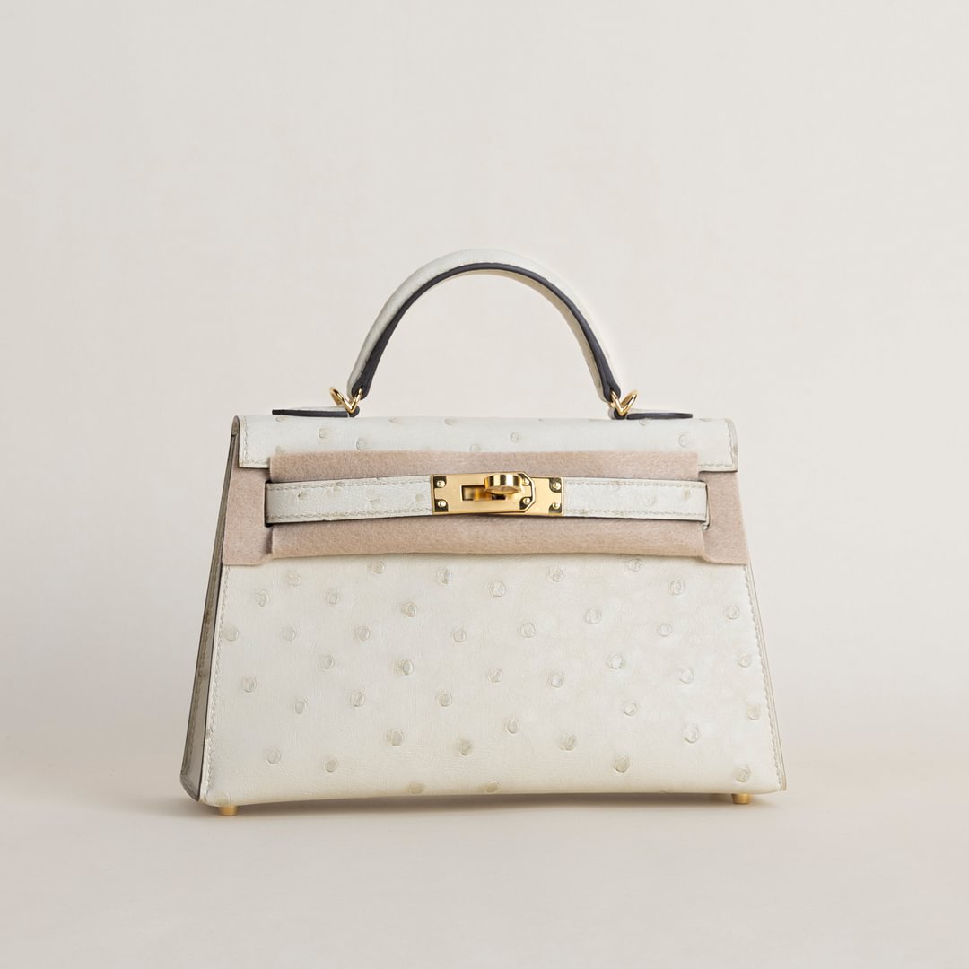 Mini Kelly II Ostrich 3C Parchemin GHW