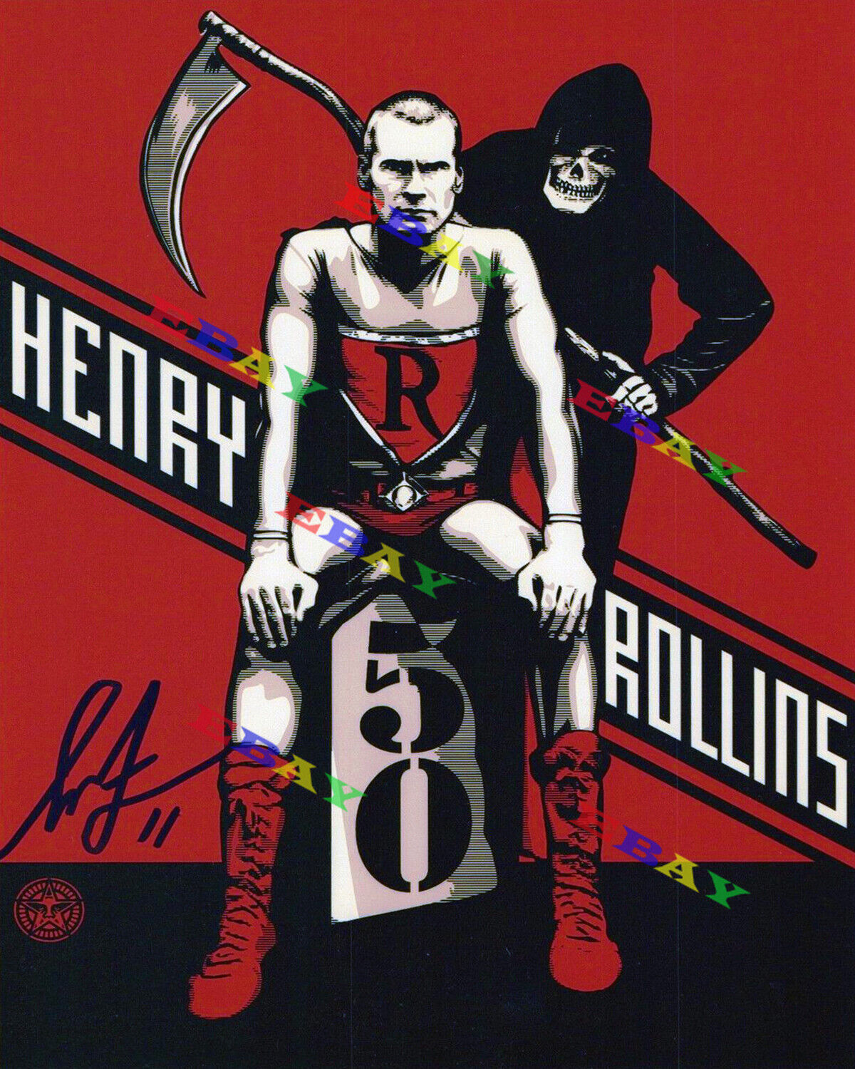 Shepard Fairey OBEY Artist Henry Rollins 8x10 Autographed Signed Photo Poster painting Reprint