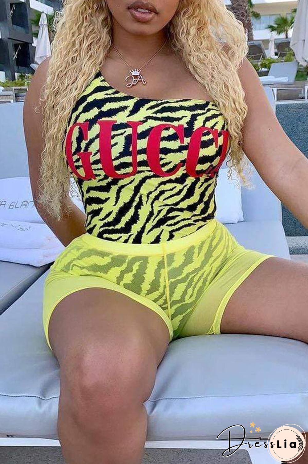 Letters Printed Two-Piece Swimsuit