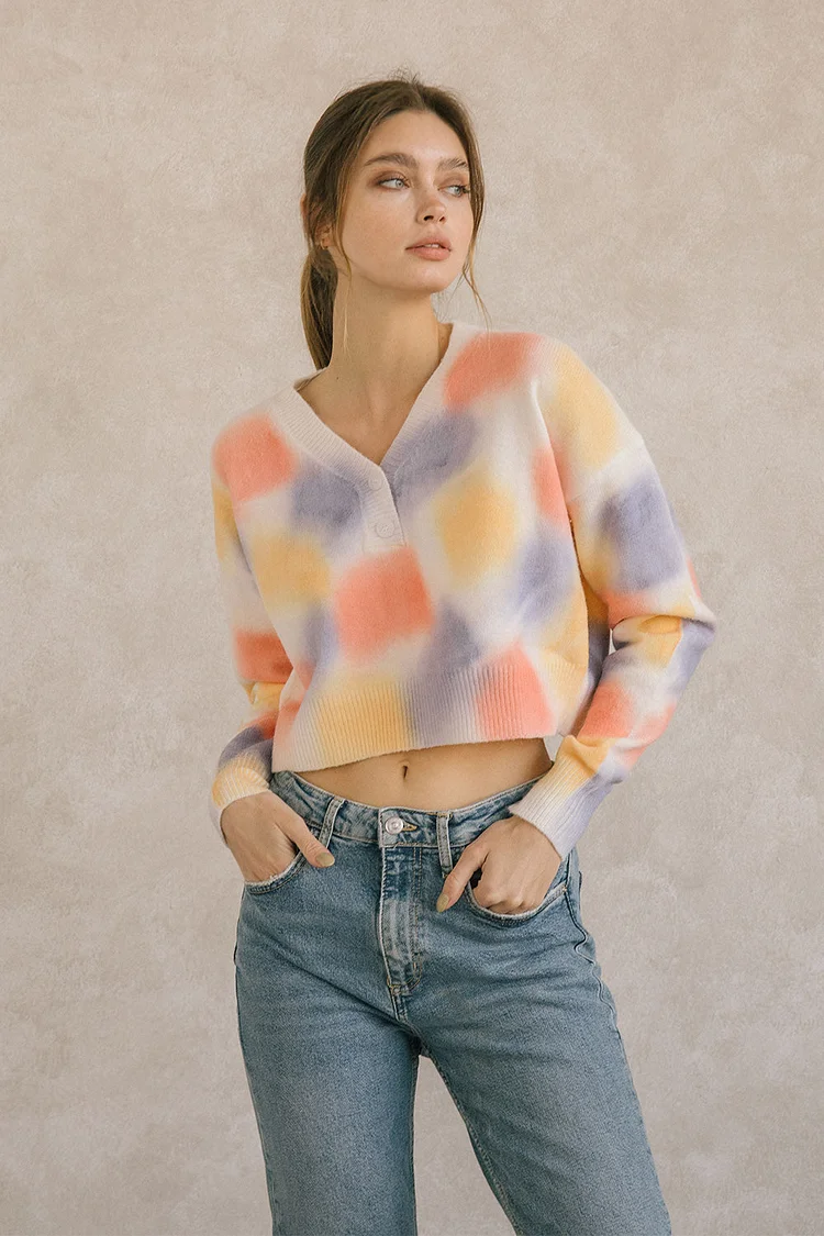 Betsy Pastel Rainbow Cropped Sweater