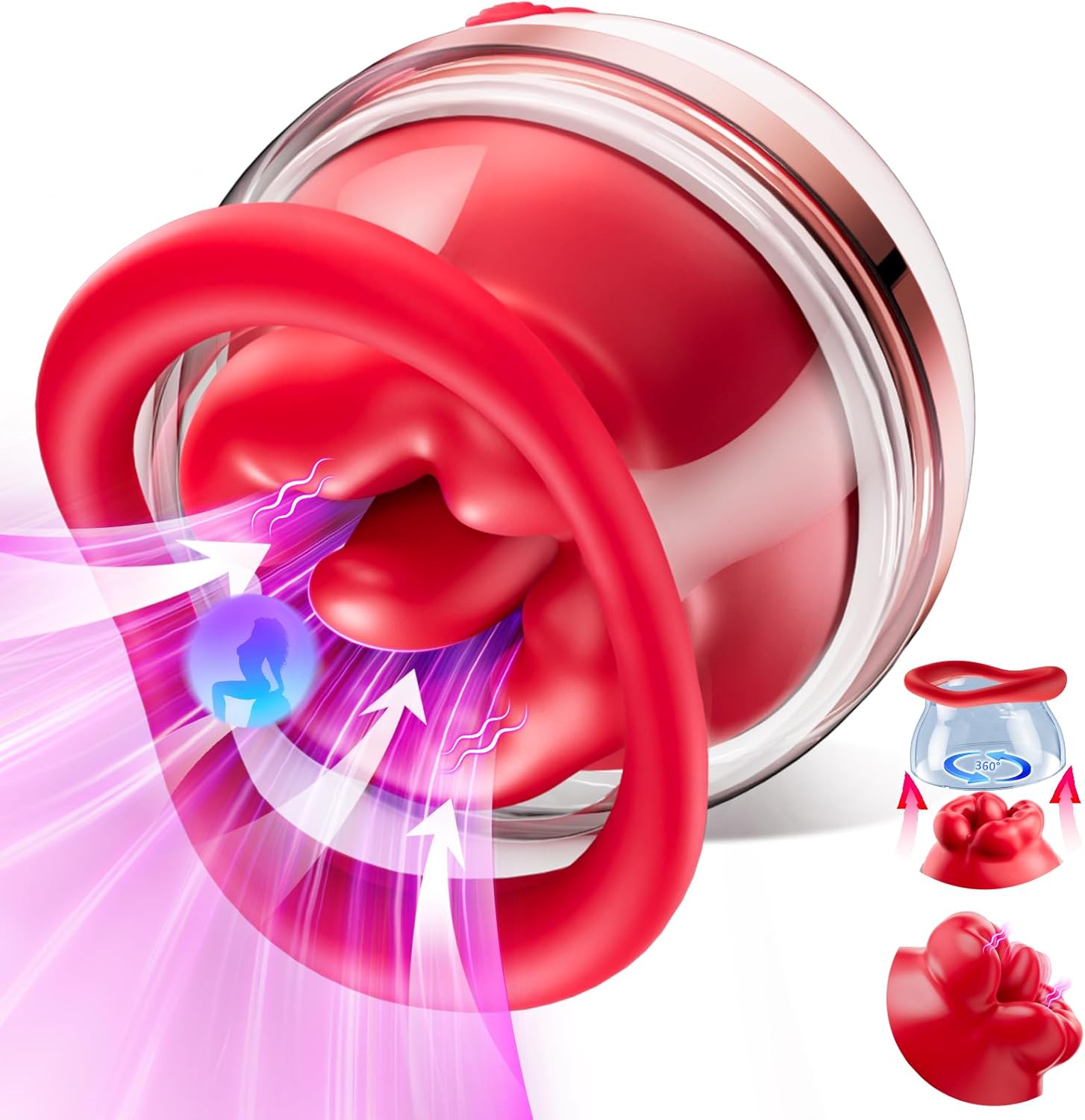 Nipple Clitoral Vibrator With Sucking Vibrations & Removable Cup - Rose Toy