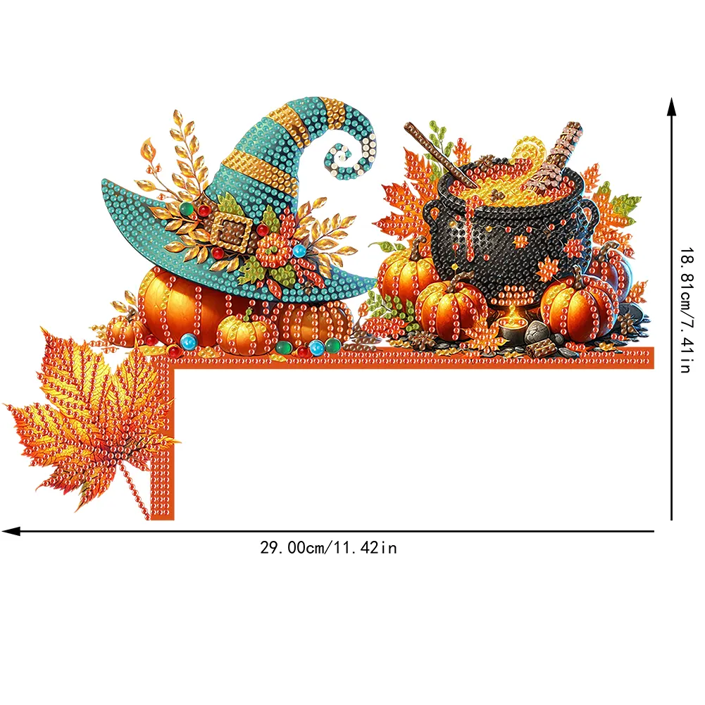 Autumn Pumpkin Diamond Art Door Right Angle Sign for Indoor Outdoor Wall