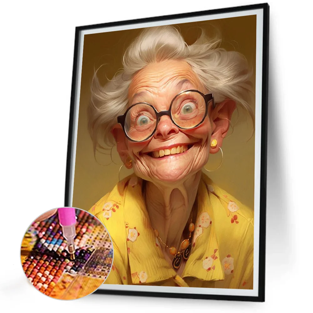 Diamond Painting - Full Round Drill - Cute Old Granny(Canvas|30*40cm)