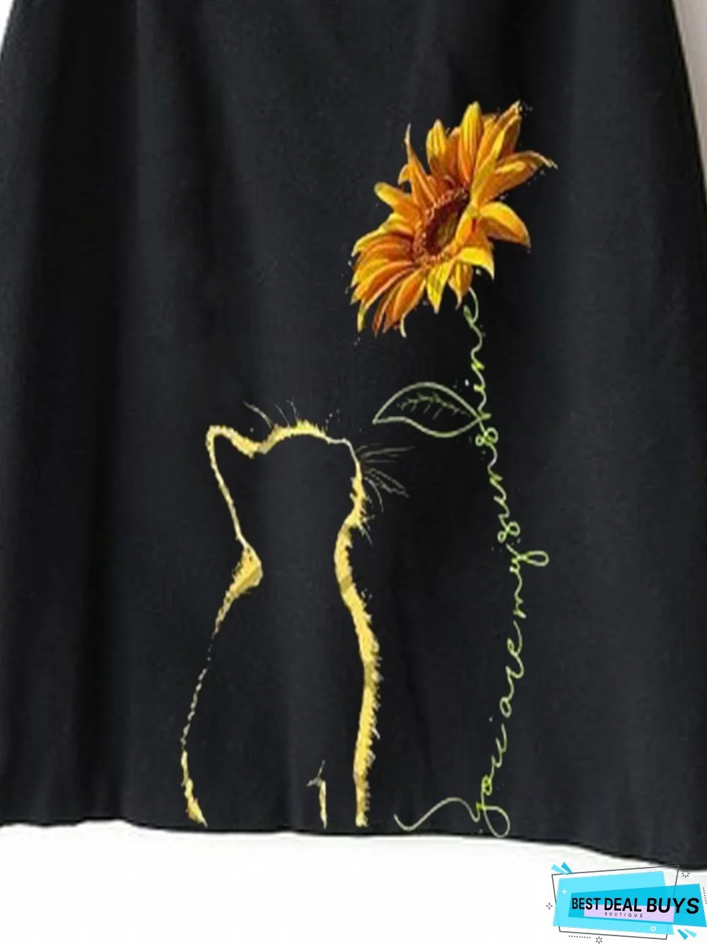 Black Cat Printed Casual Vintage A-Line Skirt