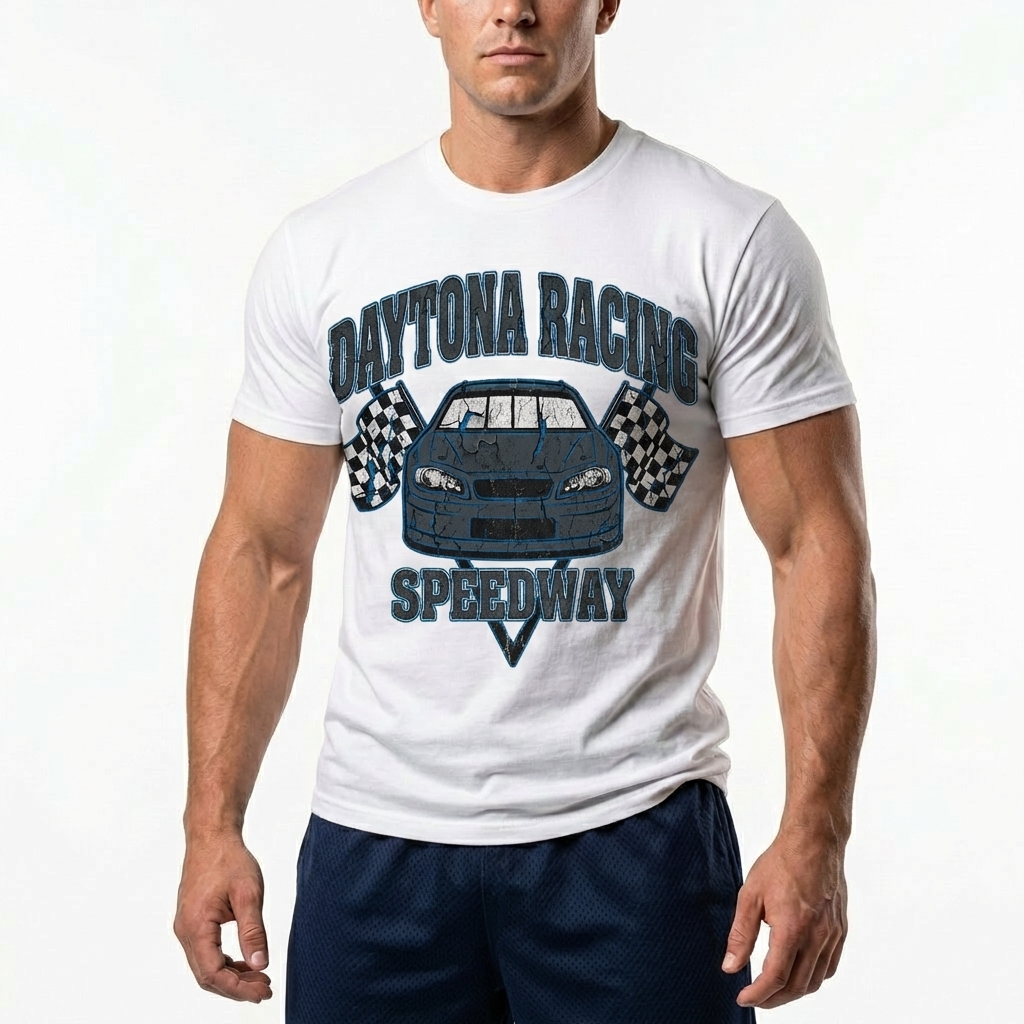  Men's American Racing-themed Casual Printed Short-Sleeved T-shirt Avantcool