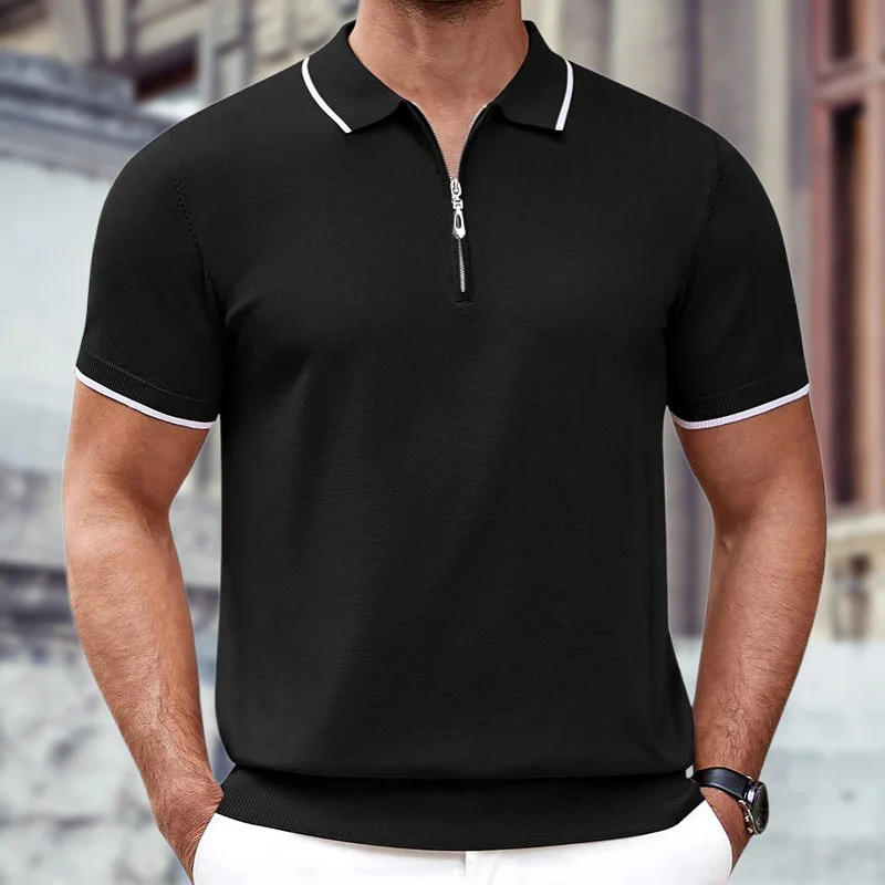 Uveng Uveng Men's Summer New Zipper Knits Casual Business Polo Shirt Men's SY0043