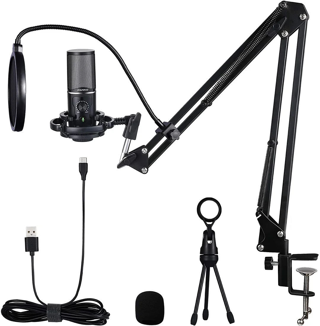 USB Gaming Microphone Streaming Podcast PC Microphone Condenser Mic Kit  with Flexible Arm for Skype r Gaming Recording Singing PS4 Computer