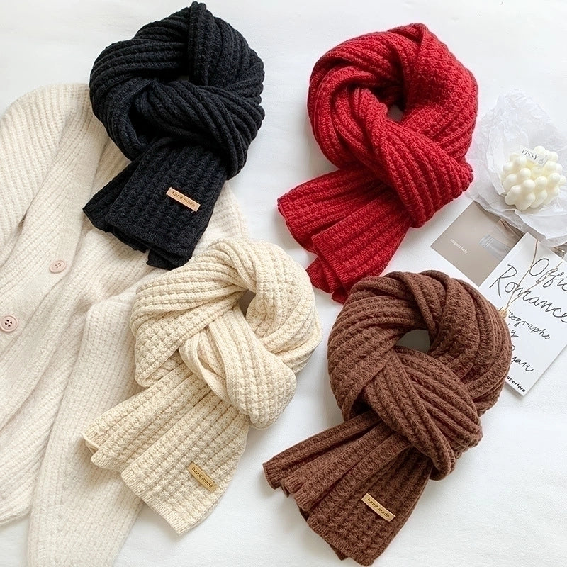 Women’s Minimalist Solid Color Knit Winter Scarves