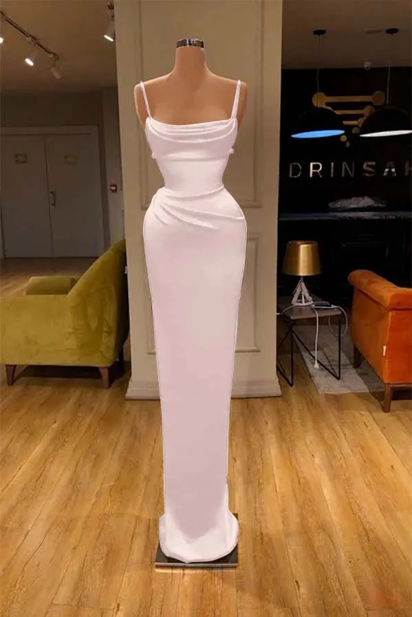 Red Spaghetti Straps Jersey Mermaid Slit Backless Prom Dress, FC3801