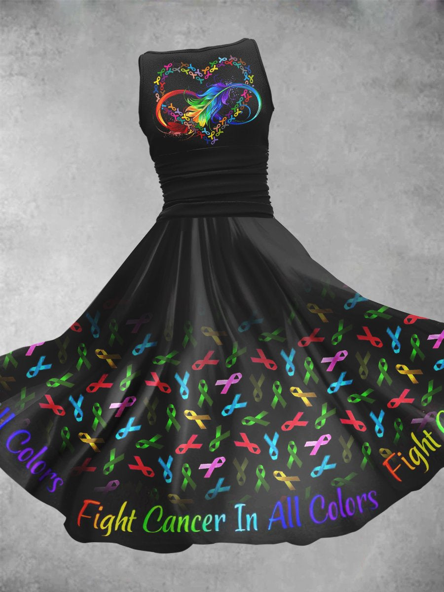 Women's Fight Cancer In All Colors Midi Dress