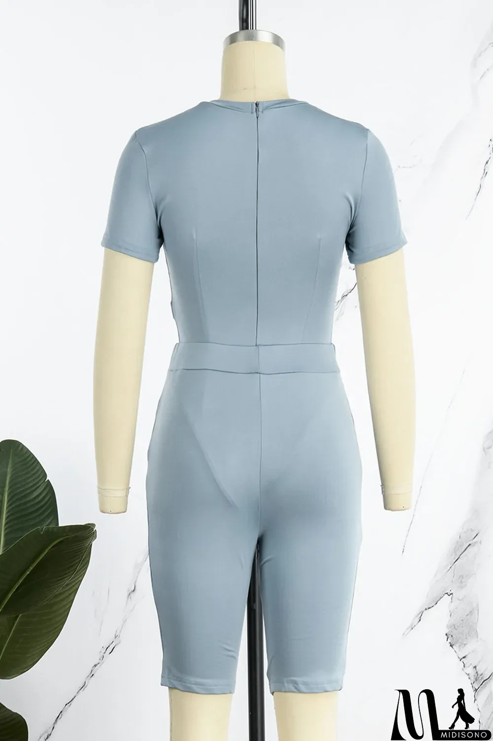 MidiSono - Black Casual Solid Patchwork O Neck Short Sleeve Two Pieces