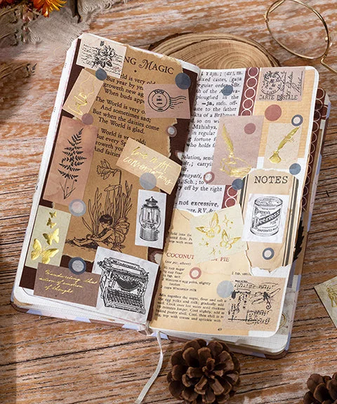 80 Pcs Vintage Gilded Material Stickers Set-Himinee.com