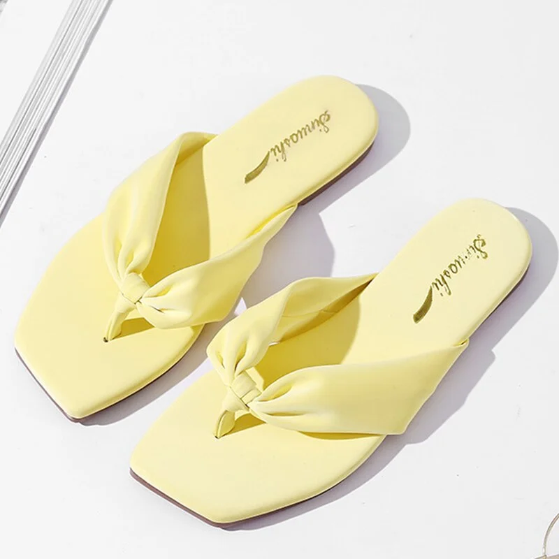 Elegant Leather Slippers Women Flat Shoes Ladies Pink Flip Flops Comfortable Weave Outdoor Slides 2021 Summer Woman Sandals