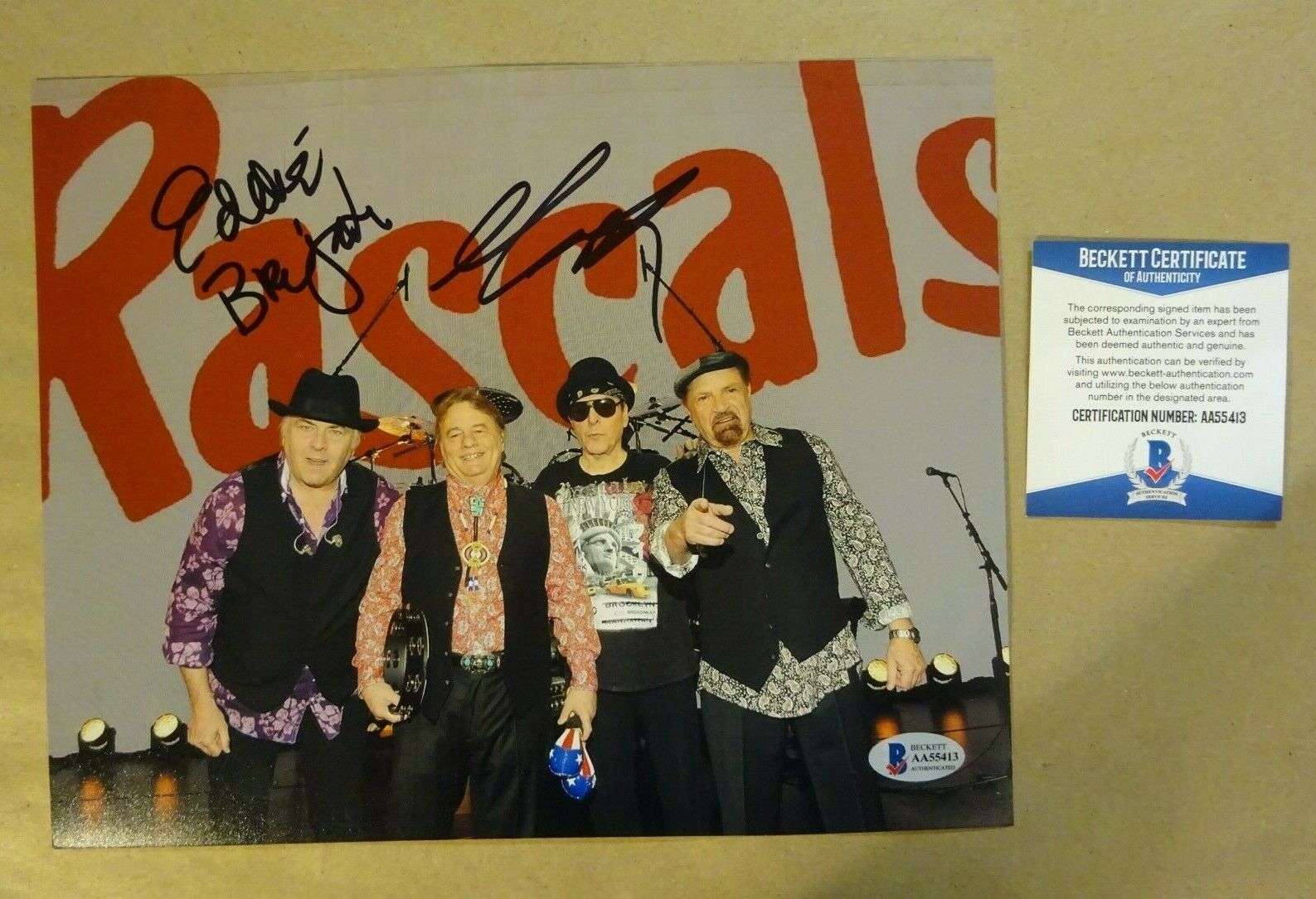 Autographed EDDIE BRIGATI & GENE CORNISH Signed 8x10 The Rascals Photo Poster painting BAS COA