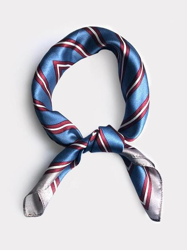 Blue Stripes Silk Scarf