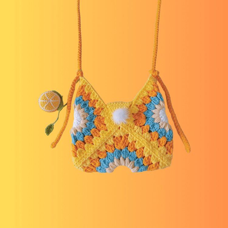 Lulusnow Handmade Light Orange Small Shoulder Bag Crochet Crossbody Bag