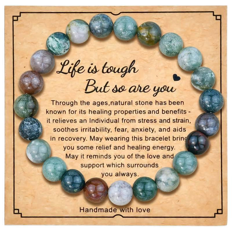 8mm Natural Stone Bracelet With Card Explosions Tourmaline Bracelet For Men And Women Friendship Bracelet Holiday Gift