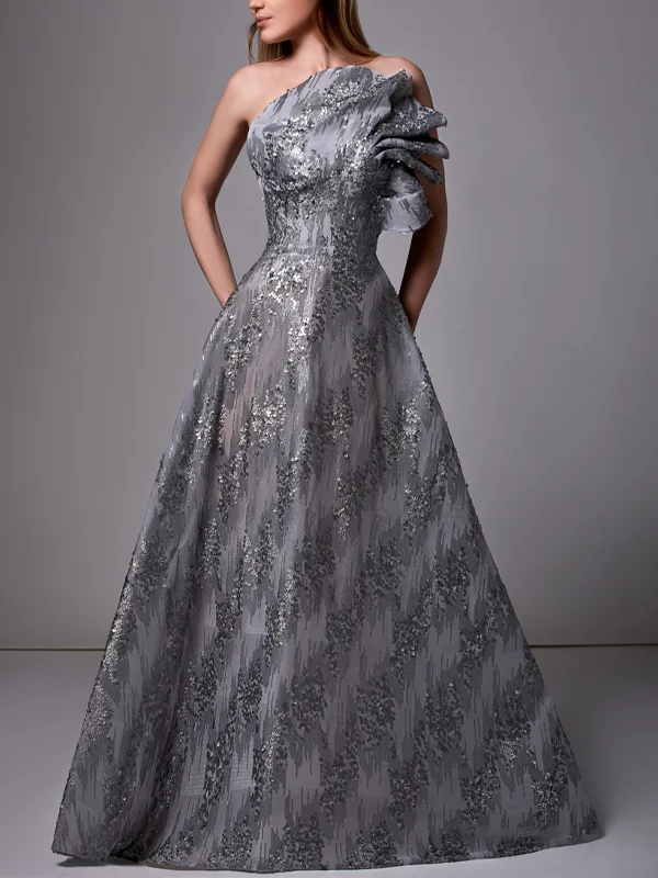 Solid Color Sequined Tube Top Maxi Dress