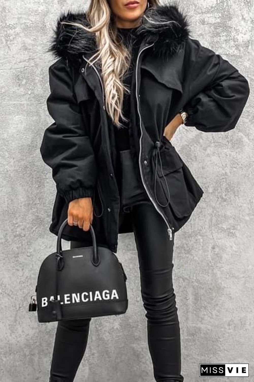 Street Punk Color Block Patchwork Mandarin Collar Outerwear