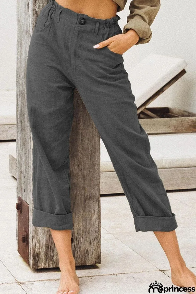 Fashion Casual Solid Patchwork Loose High Waist Straight Bottoms