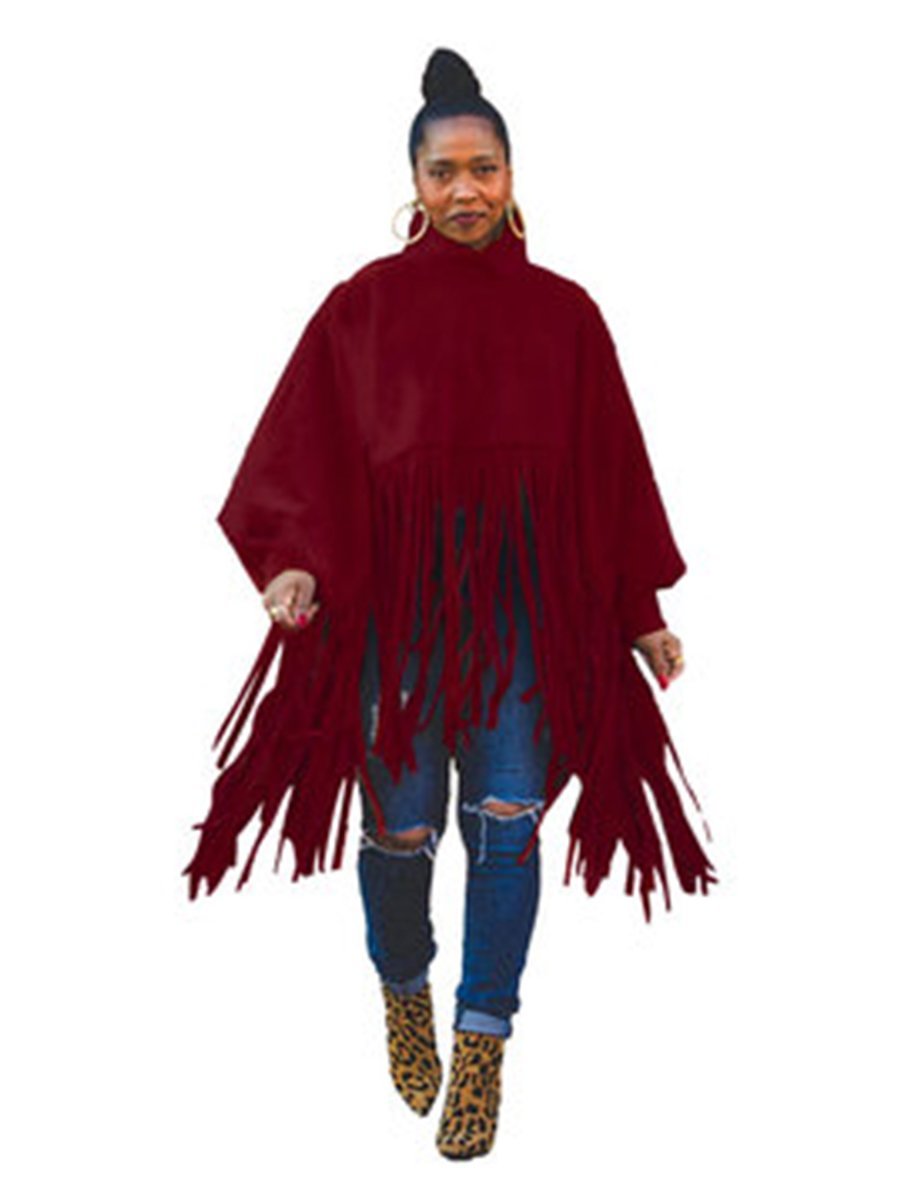 Women's Plus Size Top Tassels Solid Color Oversized Pullover Hoodie