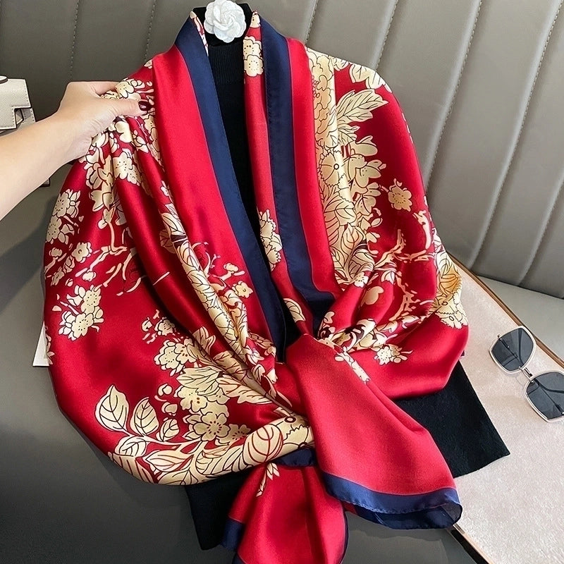 Adults Ig Style Mango Satin Printing Silk Scarf Shawl