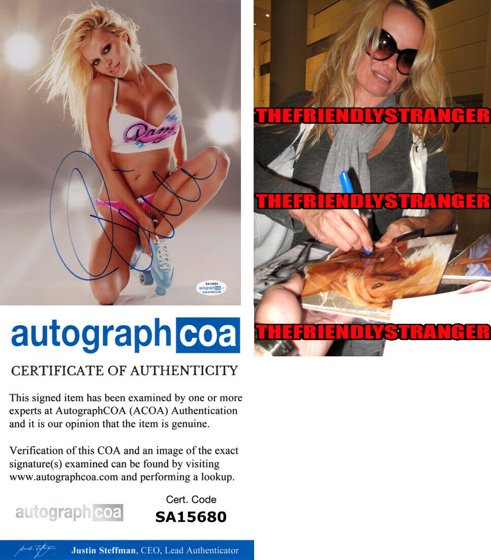 PAMELA ANDERSON signed Autographed 8X10 Photo Poster painting L - PROOF - SEXY Baywatch ACOA COA