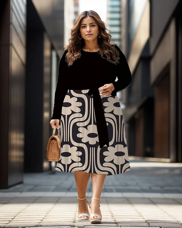 Plus Size Women's Fashion Symmetrical Print Cross Back Dress