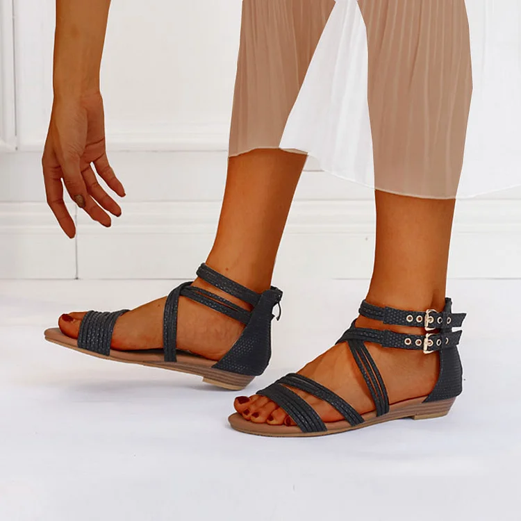 Vanccy Cross-Strap Rome Soft Bottom Comfort Sandals QueenFunky