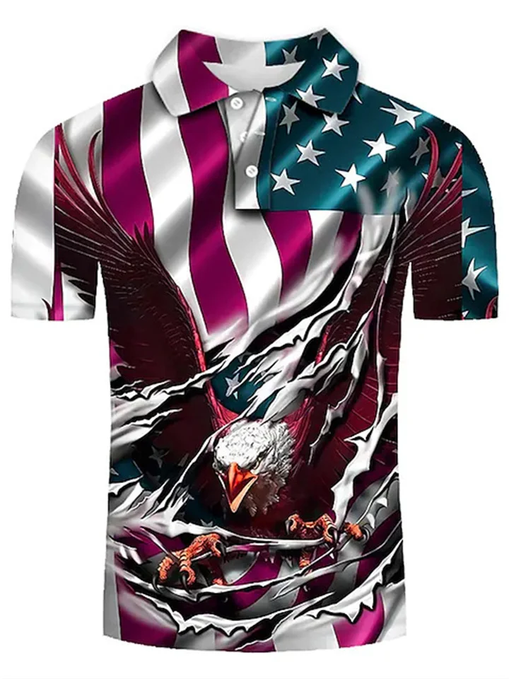 Men's Collar Polo Shirt Golf Shirt Tennis Shirt Graphic Prints Eagle ...