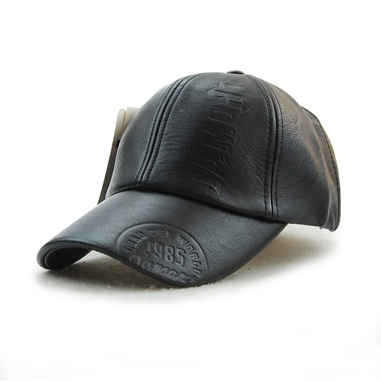Xthree High Quality Fall Winter Men Leather Hat Cap Casual Moto Snapback Hat Mens Baseball Cap Wholesale