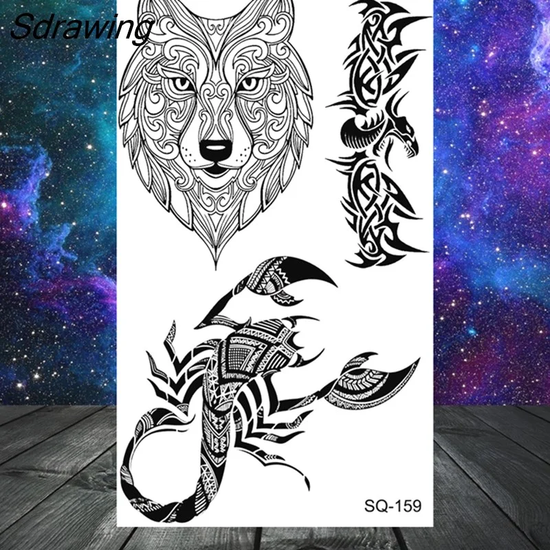 Sdrawing Mountain Temporary Tattoos For Women Adult Crown Wings Butterfly Flower Cros Henna Fake Tattoo Small Tatoo Paper