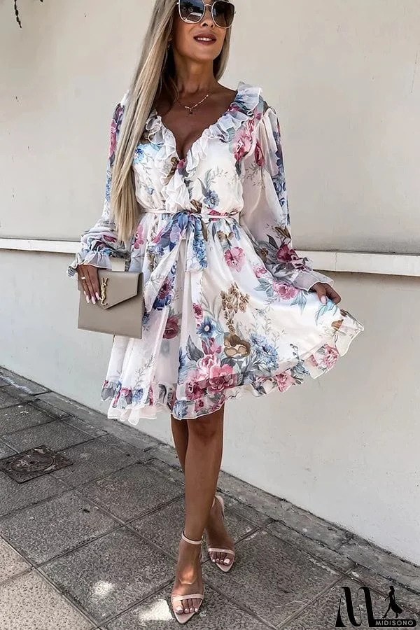 MidiSono - Create Your Dream Life Floral Ruffle Dress