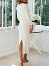 Knitted Cotton Split-Back Long Sleeves Sweater Dresses