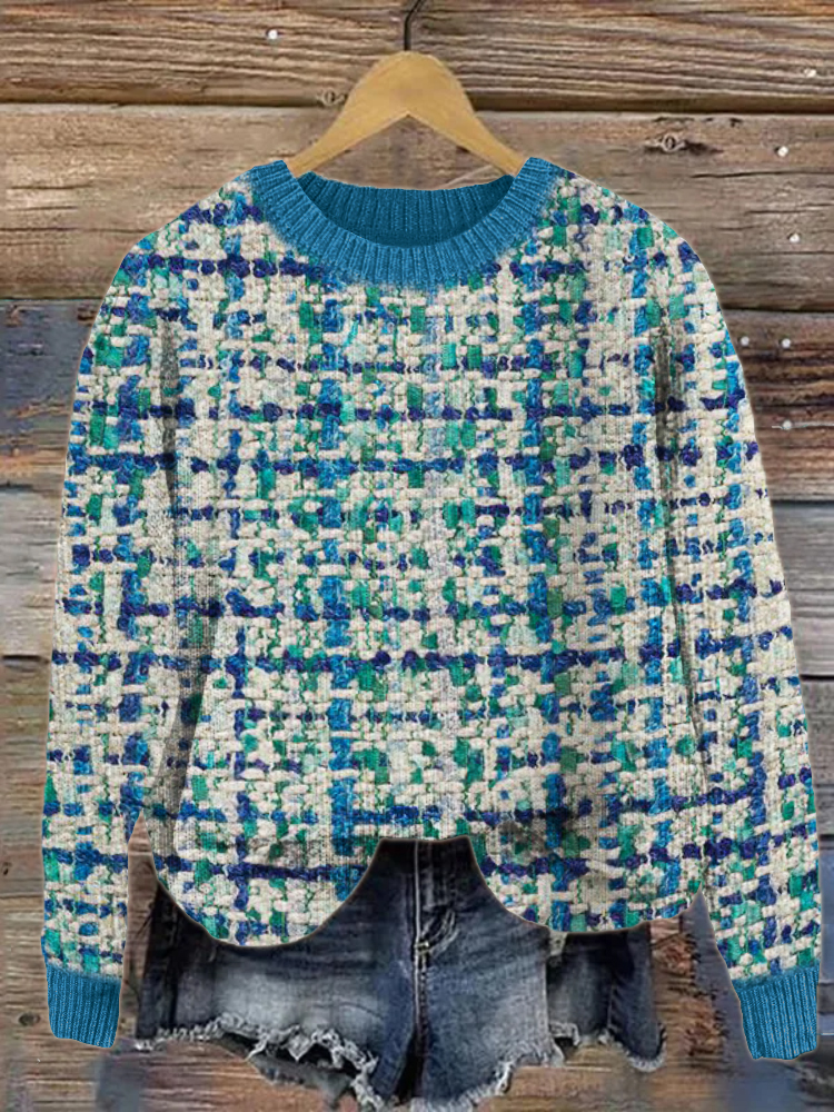 Ocean Inspired Tweed Cozy Knit Sweater wearshes