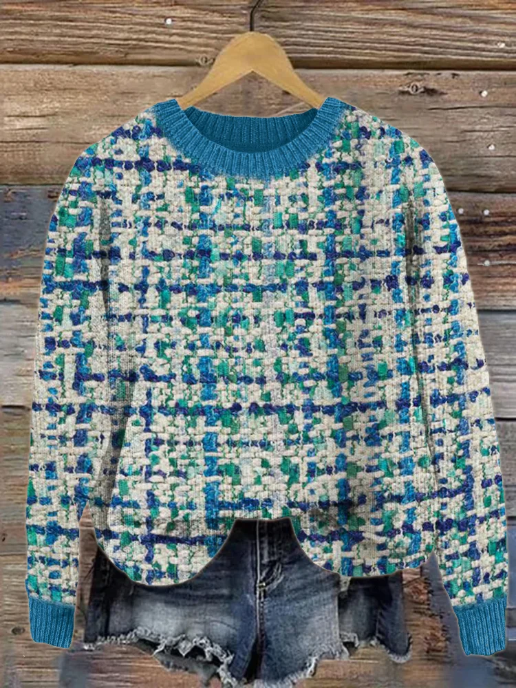 Ocean Inspired Tweed Cozy Knit Sweater
