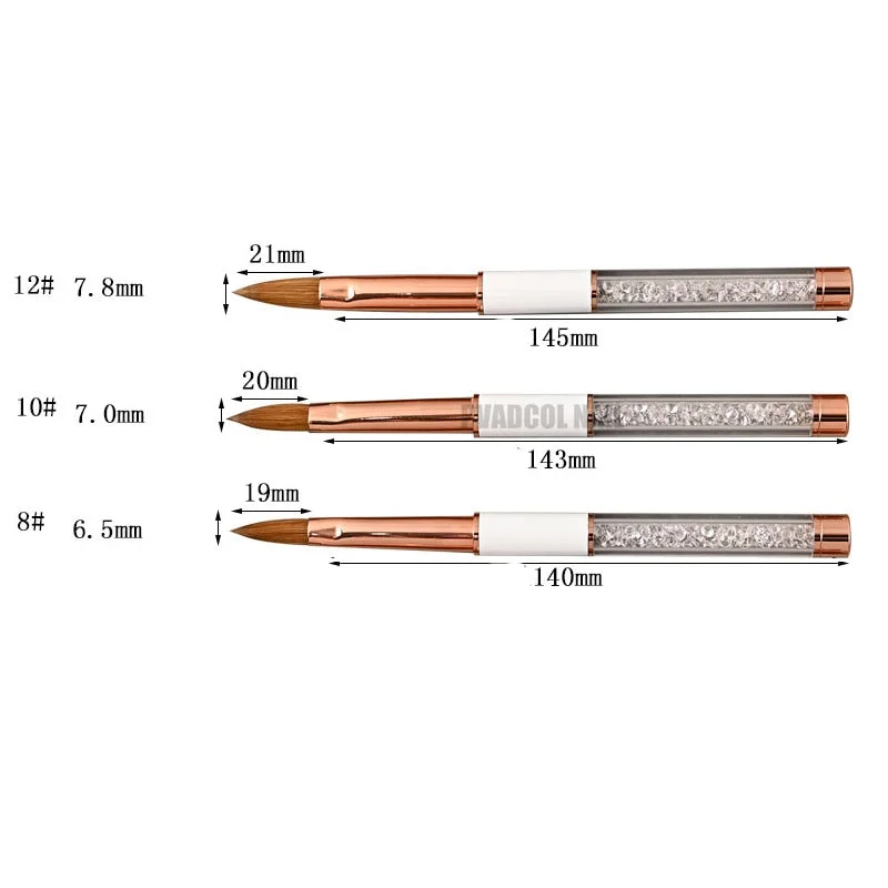 100% Pure Kolinsky Acrylic Oval Nail Brush Liquid Powder Nail Art Brush Choose Size-Nail Inspo