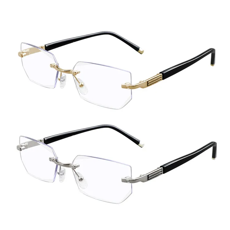 2 Pack Rimless Reading Glasses Computer Blue Light Blocking Luxury ...