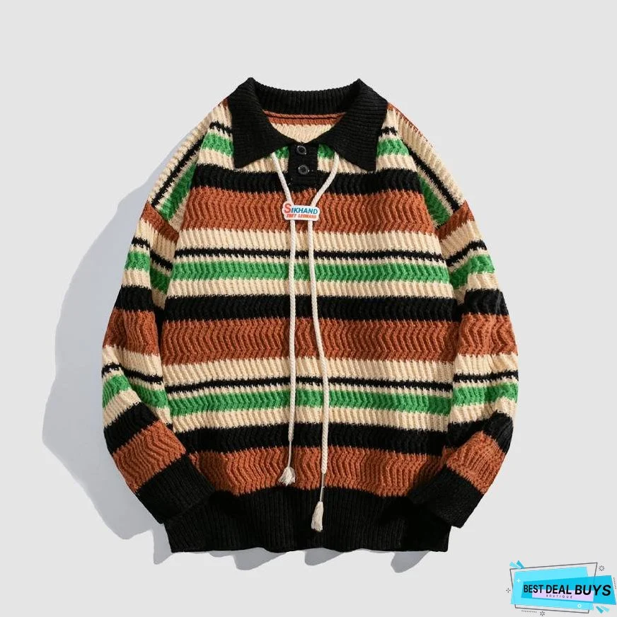 Detachable Drawing Striped Sweater